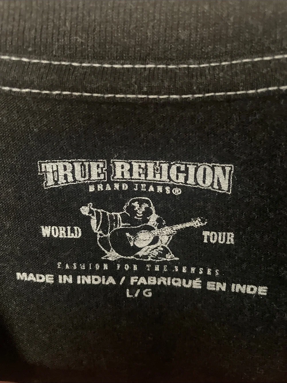 True Religion Navy and Black Short-Sleeve Logo Tee